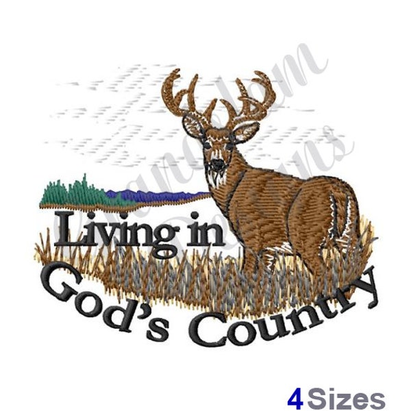 Living In Gods Country Deer - Maschinenstickerei Design, Stickmuster, Stickmuster, Stickdateien, Instant Download