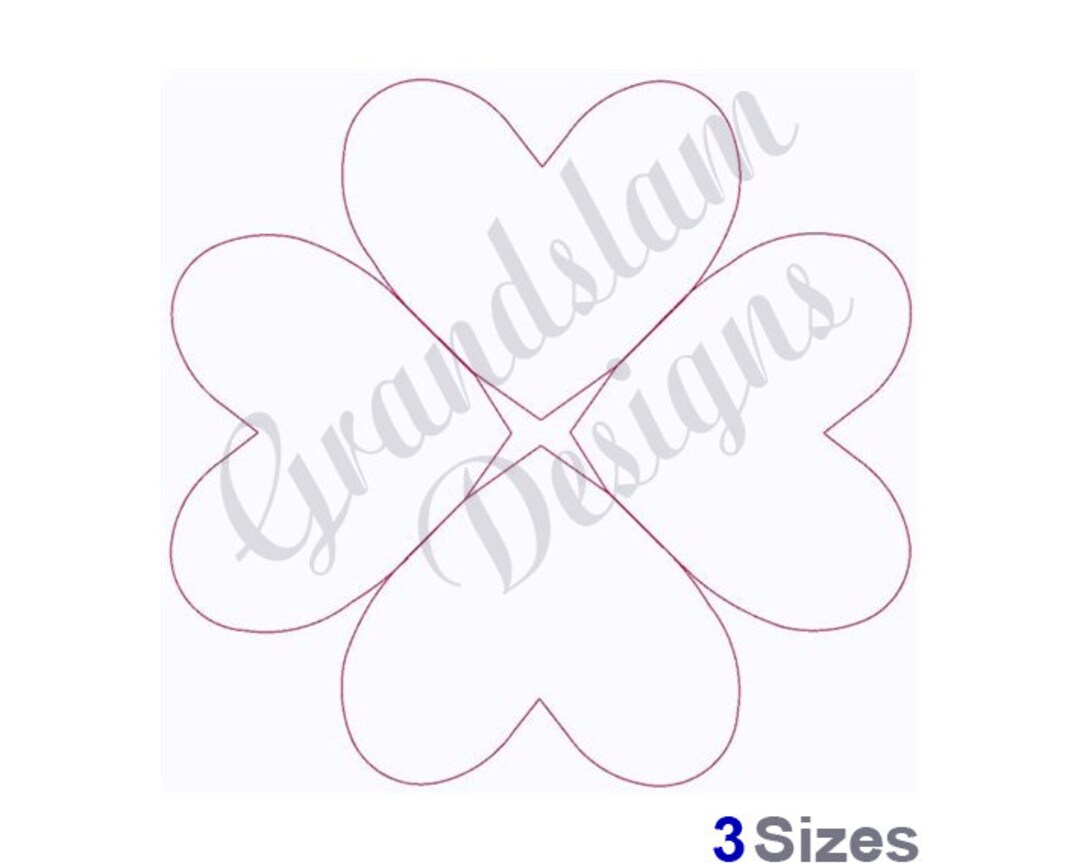Outline of Hearts Quilt Block Machine Embroidery Design, Embroidery