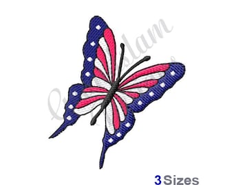 American Flag Butterfly - Machine Embroidery Design