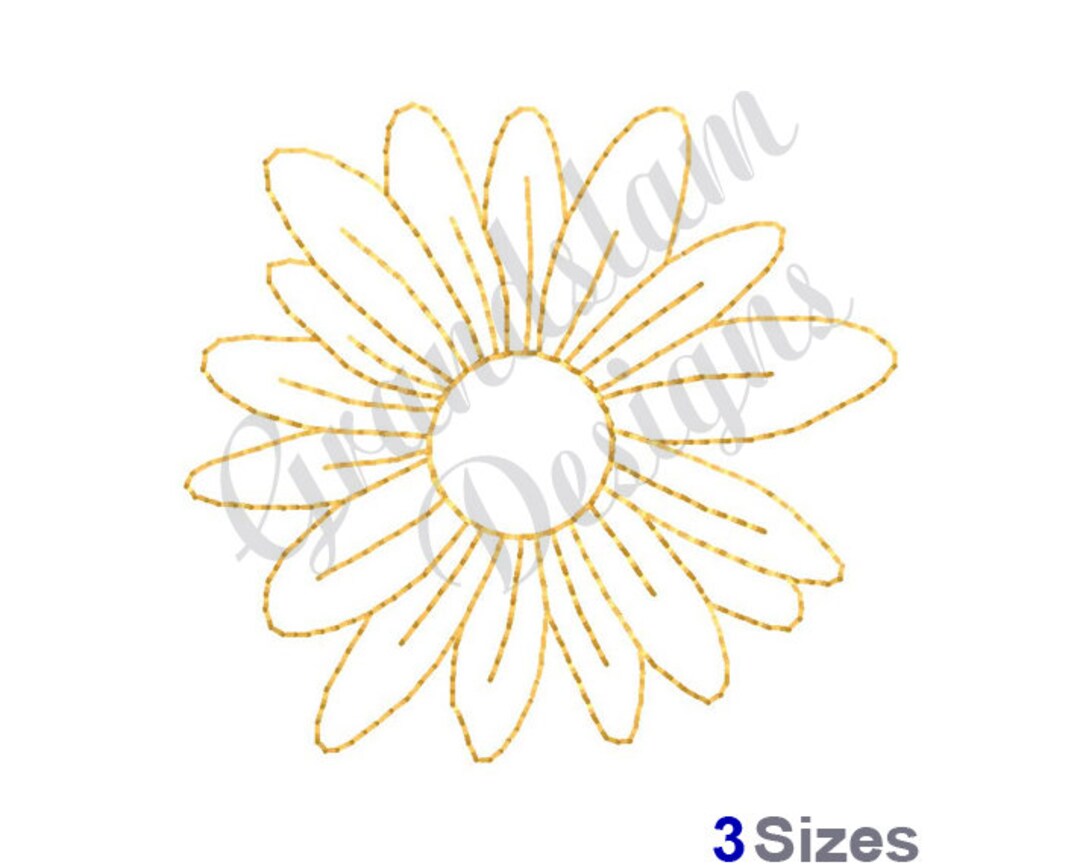 Flower Outline Redwork Machine Embroidery Design Embroidery - Etsy Denmark