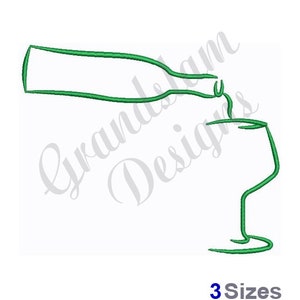 Wine Bottle & Glass - Machine Embroidery Design, Embroidery Designs, Embroidery, Embroidery Patterns, Embroidery Files, Instant Download