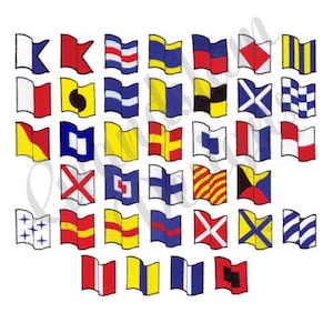 Nautical Flags Embroidery Font Set - Sailing Flags Machine Embroidery Alphabet Font