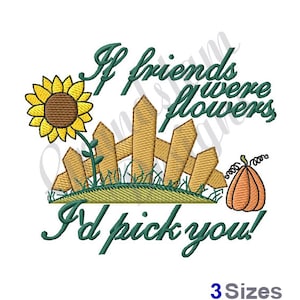 Friendship Flower Fall Scene - Machine Embroidery Design, Embroidery Designs, Embroidery Patterns, Embroidery Files, Instant Download