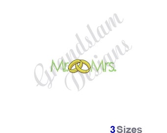 Mr & Mrs Wedding Rings - Machine Embroidery Design
