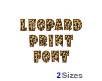Conjunto de fontes para bordado com estampa de leopardo - Fonte do alfabeto para bordado à máquina Sweetheart