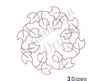 Leaf Circle Redwork Machine Embroidery Design (Instant Download)