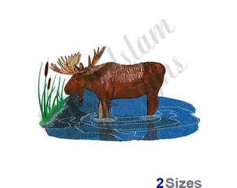 Moose Scene - Machine Embroidery Design