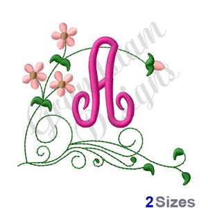 Floral Monogram Letter A - Machine Embroidery Design, Embroidery Designs, Embroidery Patterns, Embroidery Files, Instant Download