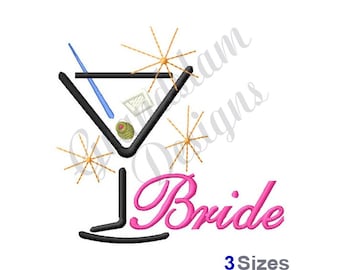 Bride Martini - Machine Embroidery Design, Embroidery Designs, Machine Embroidery, Embroidery Patterns, Embroidery Files, Instant Download