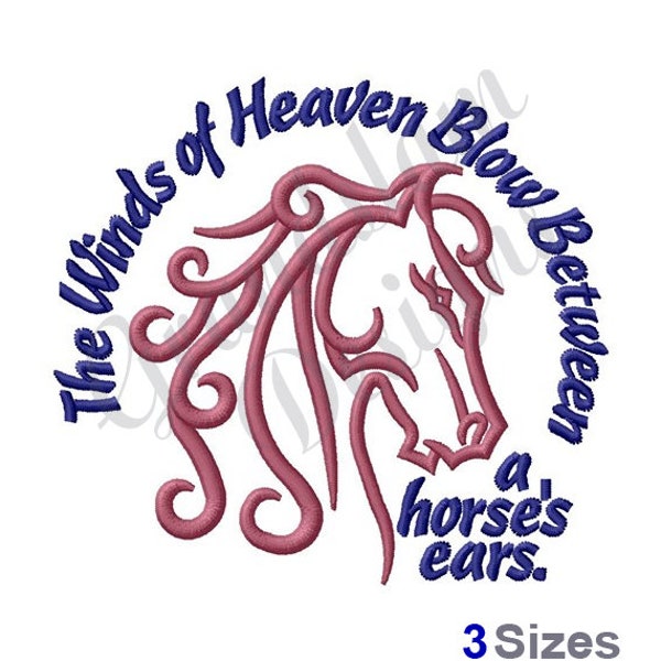 Winds Of Heaven Horse Head - Machine Embroidery Design