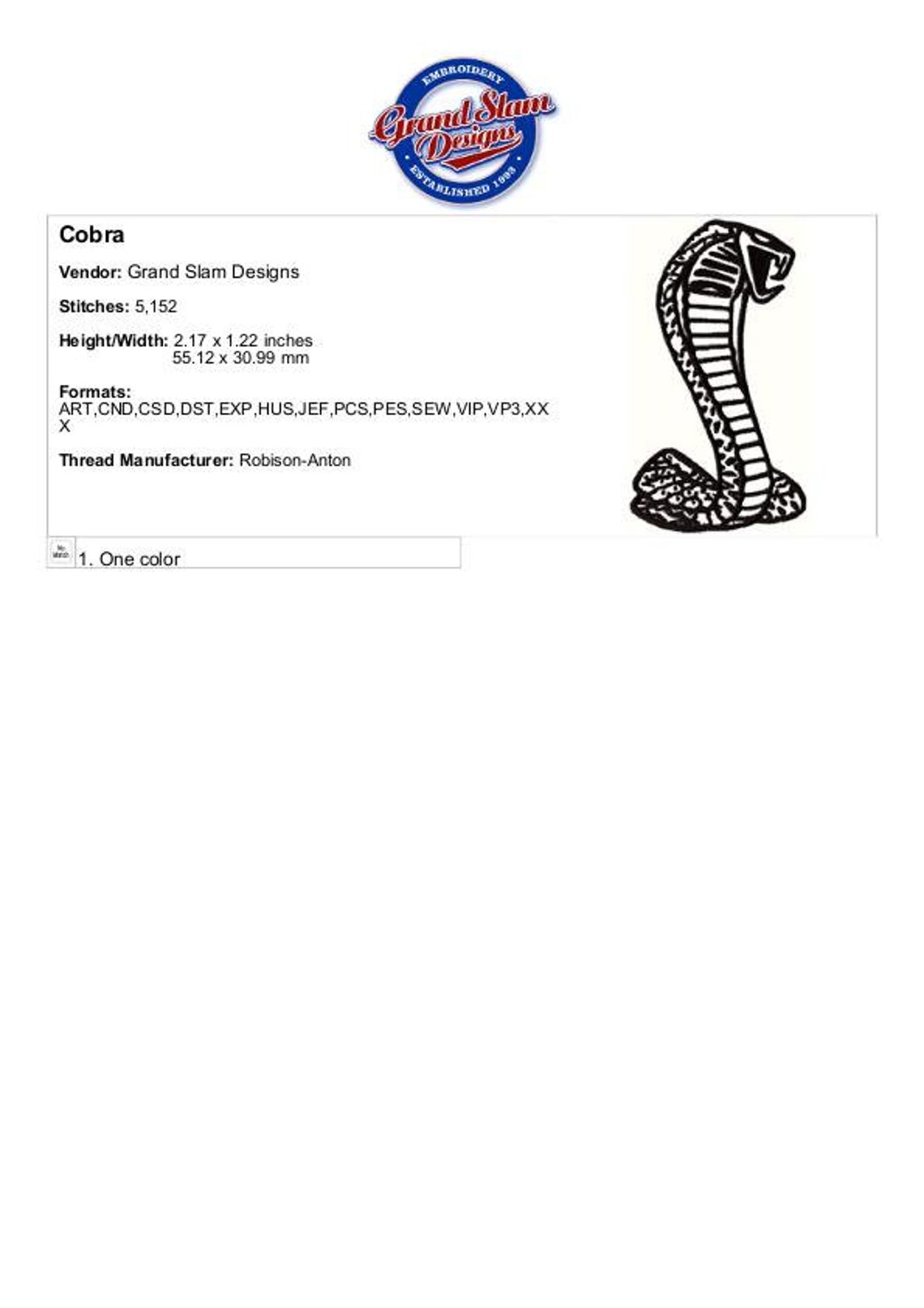 Cobra - Machine Embroidery Design - Etsy