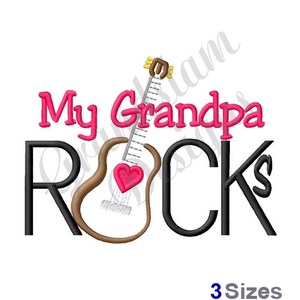 May include: Embroidered design featuring a guitar with a heart and the text "My Grandpa Rocks".