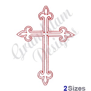 Ornamental Cross Redwork - Machine Embroidery Design