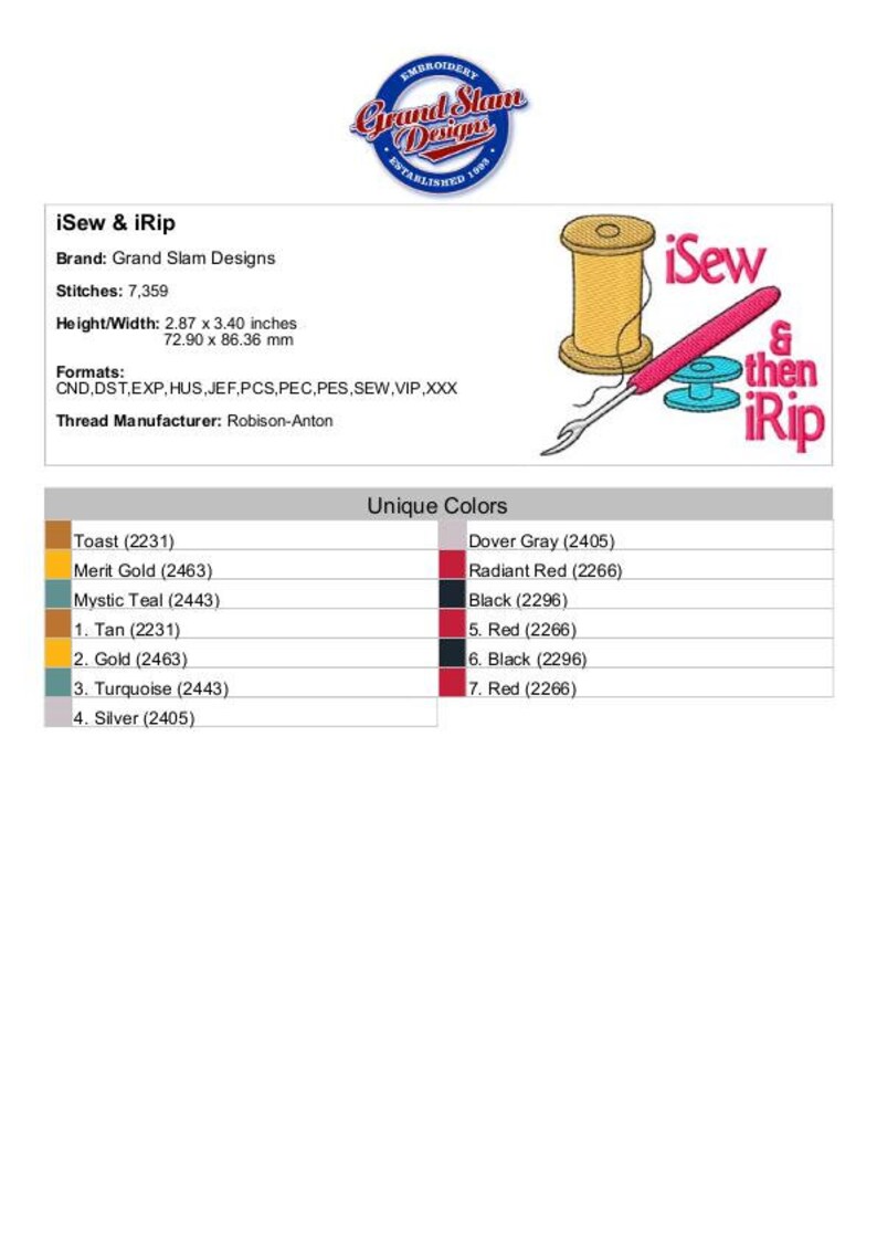 Sewing & Ripping Machine Embroidery Design Etsy