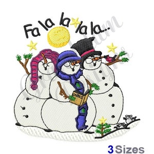 Fa La La La La Singing Snowmen - Machine Embroidery Design