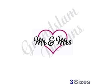 Mr & Mrs Heart Wedding - Machine Embroidery Design
