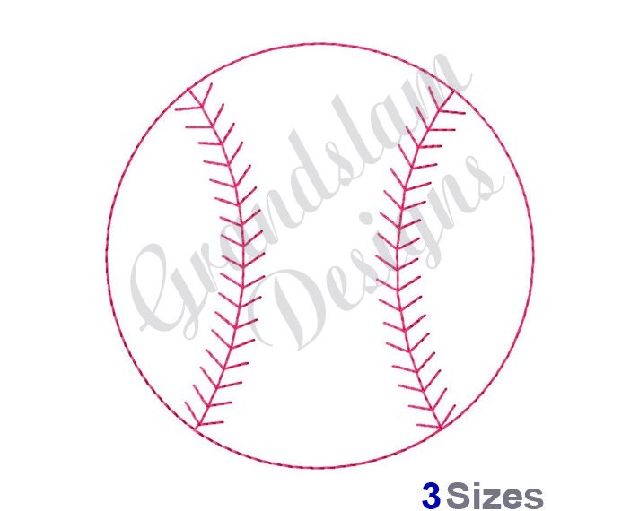 Baseball Outline Redwork Run Stitch- Machine Embroidery Design, Embroidery Designs, Embroidery Patterns, Embroidery Files, Instant Download