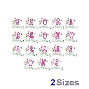 Floral Monogram Embroidery Font Set - Sweetheart Machine Embroidery Alphabet Font