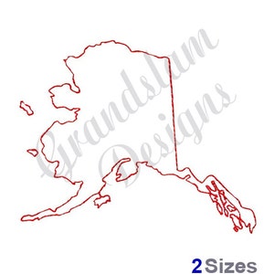 Contour de l'Alaska Redwork-motif de broderie machine, motifs de broderie, broderie, motifs de broderie, fichiers de broderie, téléchargement immédiat