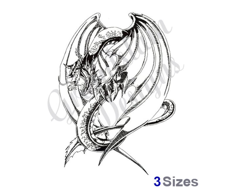 Drachen Umriss Stickdatei - Etsy.de