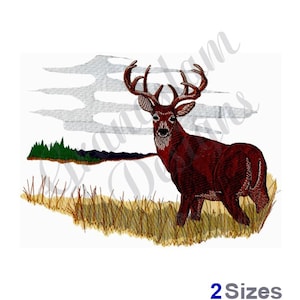 Whitetail Deer Scene - Machine Embroidery Design, Embroidery Designs, Embroidery, Embroidery Patterns, Embroidery Files, Instant Download