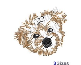 Morkie Face Outline - Machine Embroidery Design