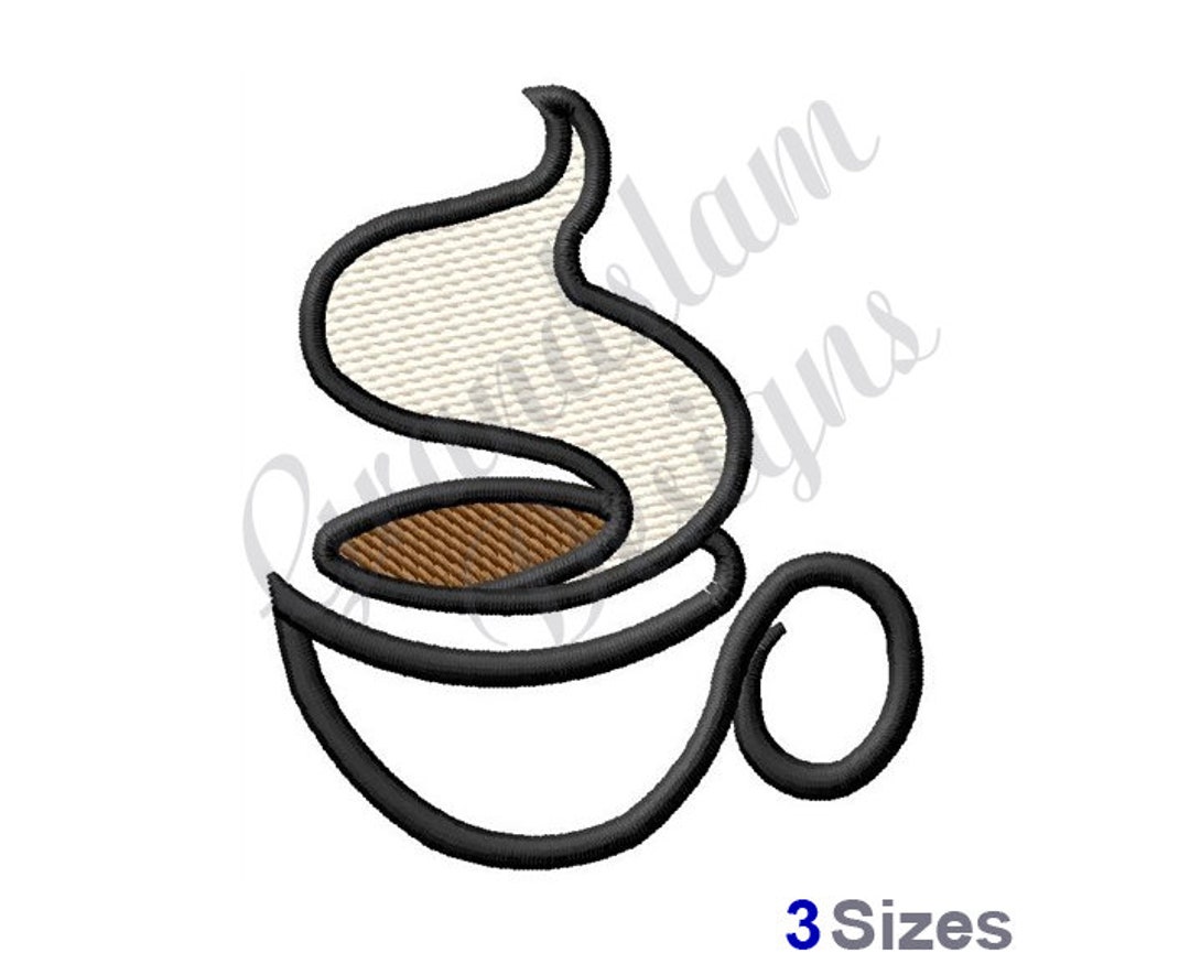 Coffee Cup Machine Embroidery Design Etsy