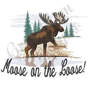 Moose On The Loose! - Machine Embroidery Design, Embroidery Designs, Embroidery, Embroidery Patterns, Embroidery Files, Instant Download