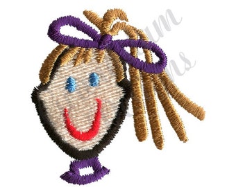 Stick Girl Face - Machine Embroidery Design