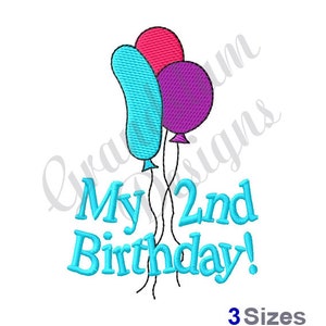 2nd Birthday - Machine Embroidery Design, Embroidery Designs, Machine Embroidery, Embroidery Patterns, Embroidery Files, Instant Download