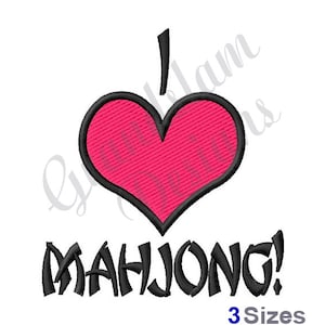 I Love Mahjong - Machine Embroidery Design