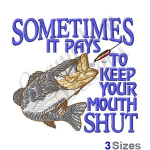 Fish Keep Your Mouth Shut - Machine Embroidery Design, Embroidery Designs, Embroidery Patterns, Embroidery Files, Instant Download