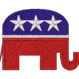 Republican Elephant - Machine Embroidery Design, Embroidery Designs, Embroidery, Embroidery Patterns, Embroidery Files, Instant Download