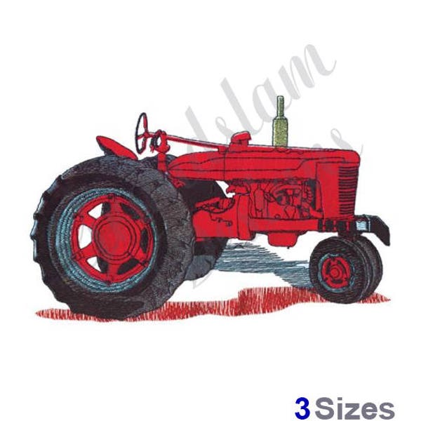 Tracteur rouge - motif de broderie Machine