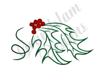 Christmas Holly Berries - Diseño De Bordado A Máquina, Diseños De Bordado, Bordado, Patrones De Bordado, Archivos De Bordado, Descargar Instantáneamente