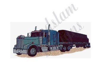 Flatbed Sleeper Semi Truck Machine Embroidery Design, Embroidery Designs, Embroidery Patterns, Embroidery Files, Instant Download