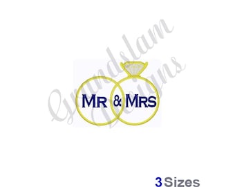 Mr & Mrs Wedding Rings - Machine Embroidery Design, Embroidery Designs, Embroidery, Embroidery Patterns, Embroidery Files, Instant Download