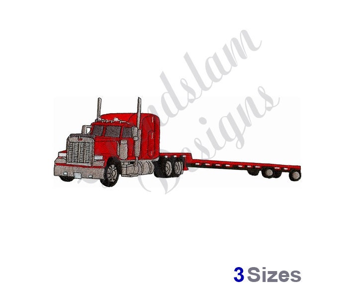 Flatbed Semi Truck Machine Embroidery Design | Etsy