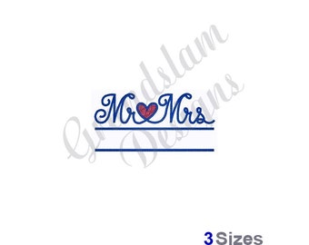 Mr & Mrs Heart Namedrop - Machine Embroidery Design