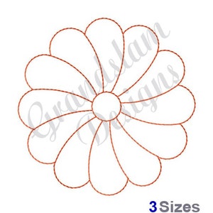 May include: A simple outline of a flower with 10 petals and a circle in the center. The flower is a simple design that can be used for embroidery or other crafts.