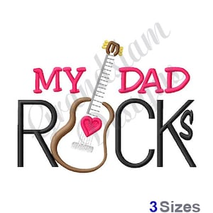 Guitar, My Dad Rocks - Machine Embroidery Design