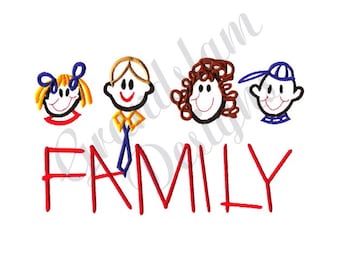 Stick Family - Machine Embroidery Design