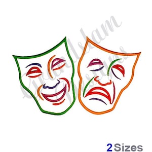 Comedy Tragedy Masks - Machine Embroidery Design