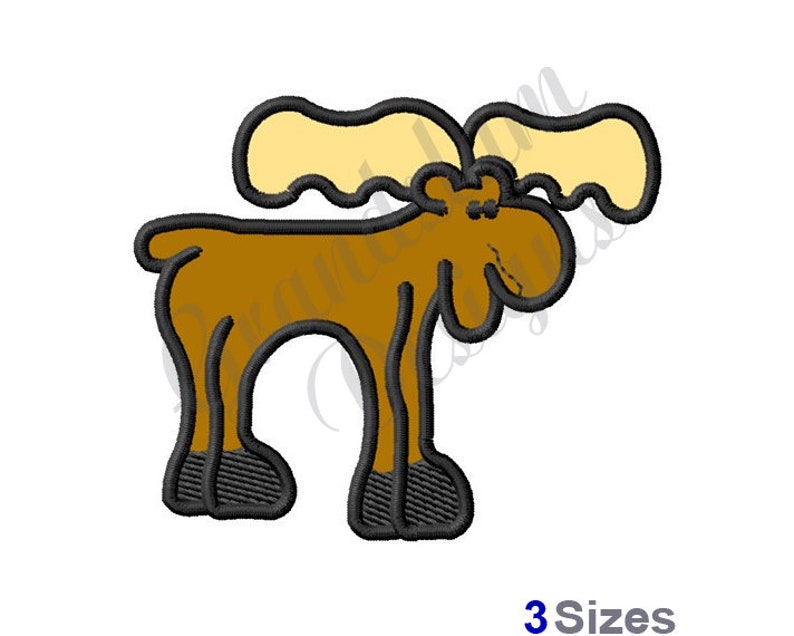 Applique Moose Machine Embroidery Design Etsy