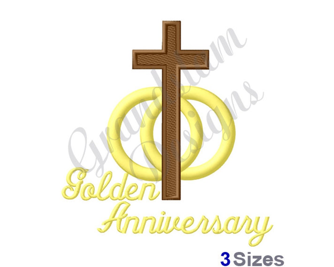 Golden Wedding Anniversary Machine Embroidery Design Etsy