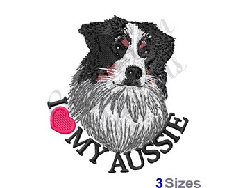 I Love My Aussie Dog - Machine Embroidery Design