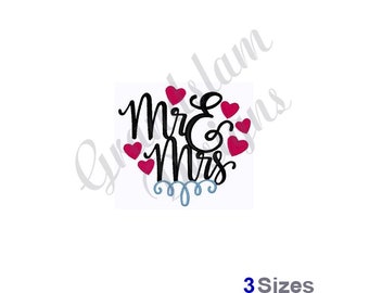 Mr & Mrs Wedding Hearts - Machine Embroidery Design