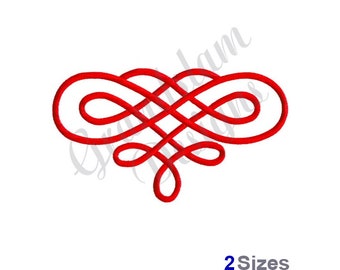 Puede incluir: Un diseño rojo, intrincado y decorativo con forma de corazón. El diseño está formado por líneas y curvas entrelazadas.