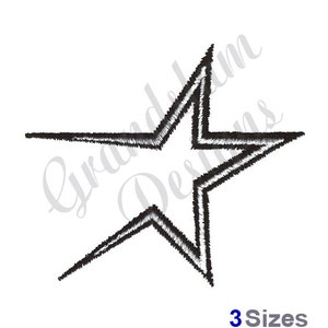 May include: A black outline of a five-pointed star with a white interior. The star has a double outline.