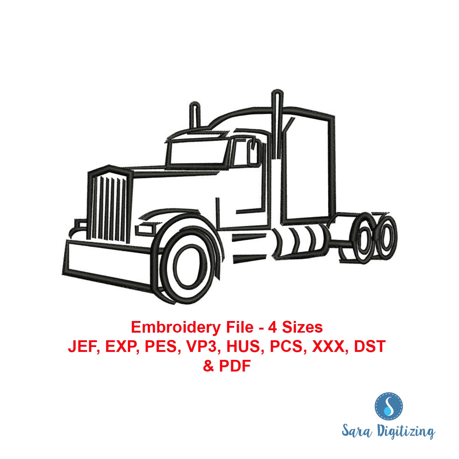 Semi trailer truck machine embroidery design semi tractor  etsy